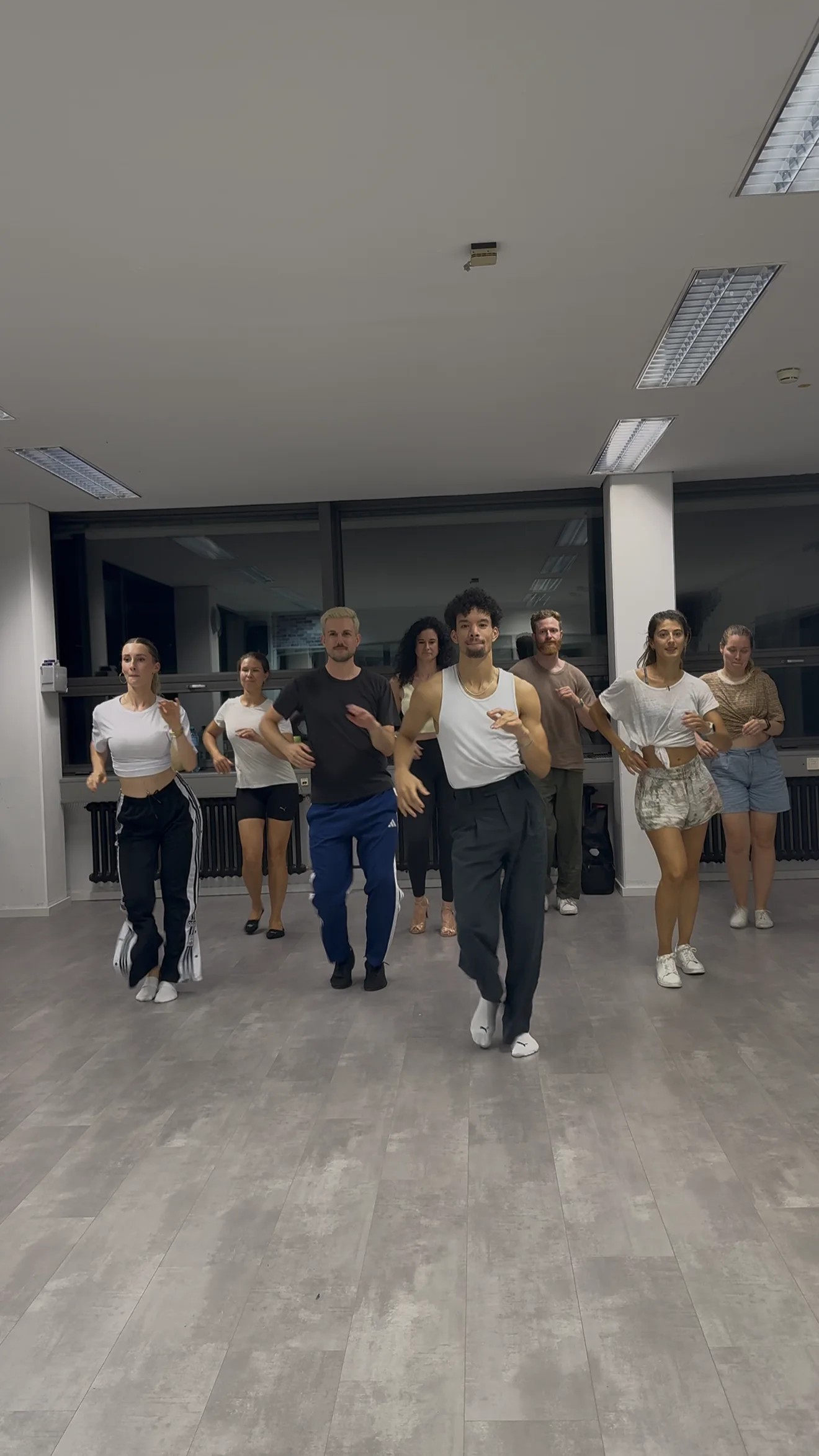 The Wednesday class mid-step